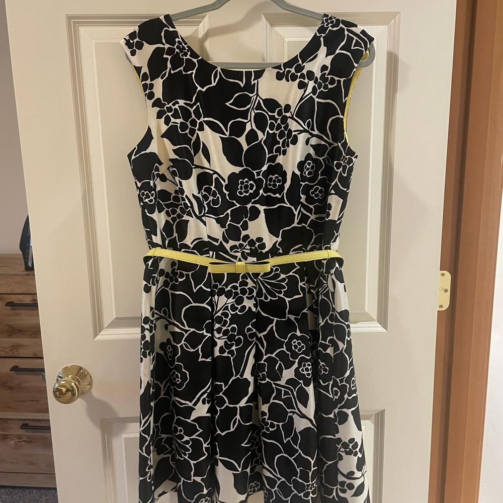 The Limited Black and White Dress with Yellow Lining